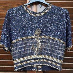 Top vintage in paillettes marinère