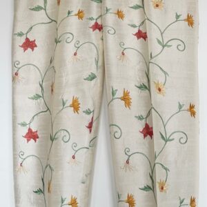 Pantalone shantung di seta ricamato vintage 80s