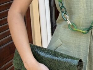 Baguette vintage in pitone smeraldo